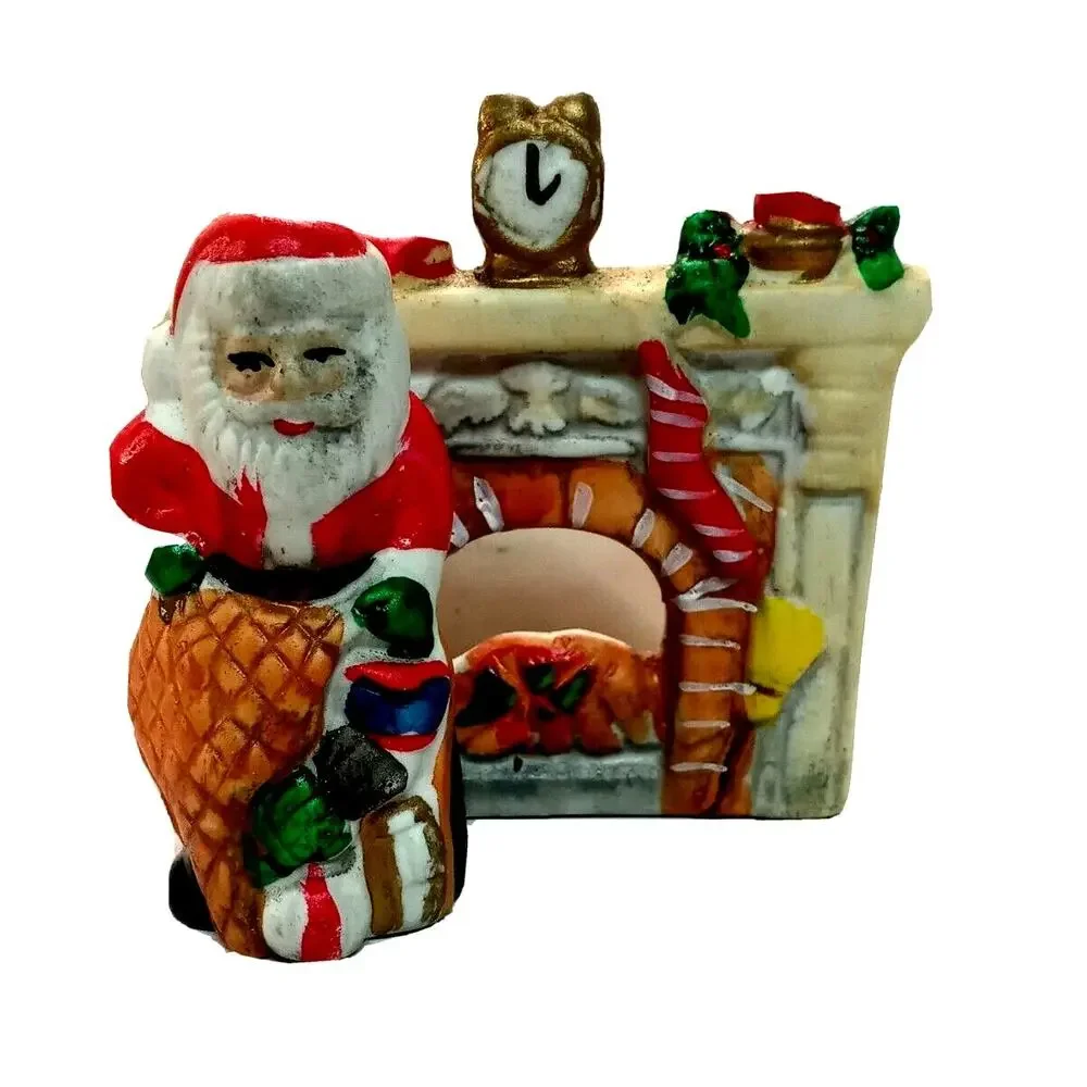 🎅🏻🎄Retro Santa Fireplace 🕯️🔥Tealight Candle Holder Christmas Holiday Decor